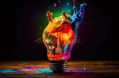 Electric Light Bulb Exploding With Paint And Glass A Creative Idea