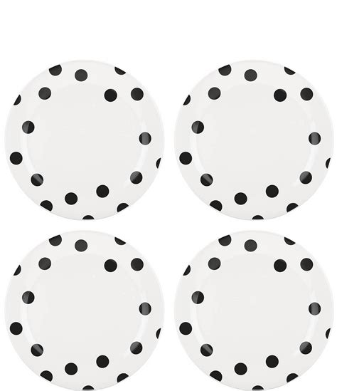 Kate Spade New York All In Good Taste Black Deco Dot Dinner Plates Set Of 4 Dillards