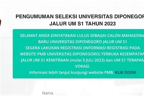 Selamat Hasil Pengumuman Pmb Ujian Mandiri Undip S1 2023 Sudah Keluar Cek Di Link