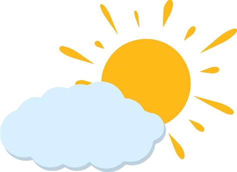 Sun And Cloud Cartoon Flat Illustration Yellow And Blue Object Warm