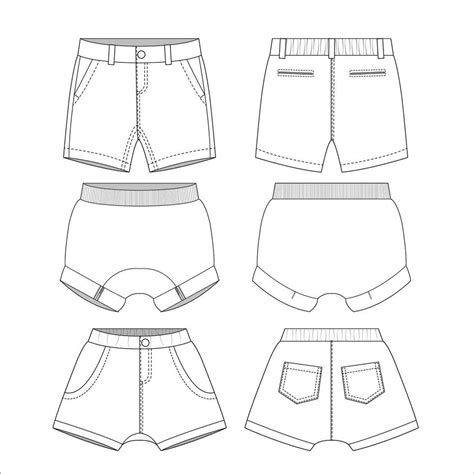 Kids Short Pants Sketch Vector Template 26384892 Vector Art At Vecteezy