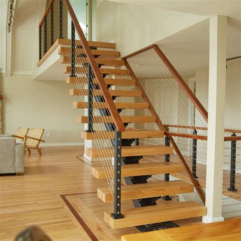 Cable Railing I Shaped Customized Mono Staircase From Foshan Factory China Stairs And Wood