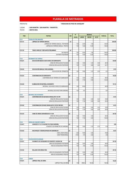 Planilla De Metrados Danny Joel Villacorta Moran Udocz