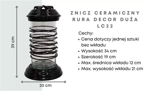 Znicz Ceramiczny Rura Du A Czarna Lampion Solidny Szk O Lc Znicze