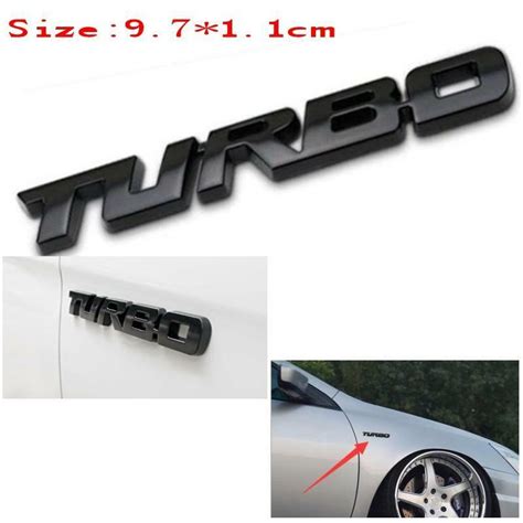 Black Car Auto Metal D Turbo Letter Emblem Badge Logo Sticker Fender