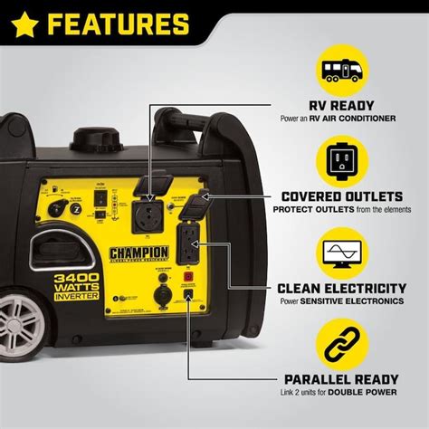 Champion Power Equipment 3400-Watt Inverter Gasoline Portable Generator ...