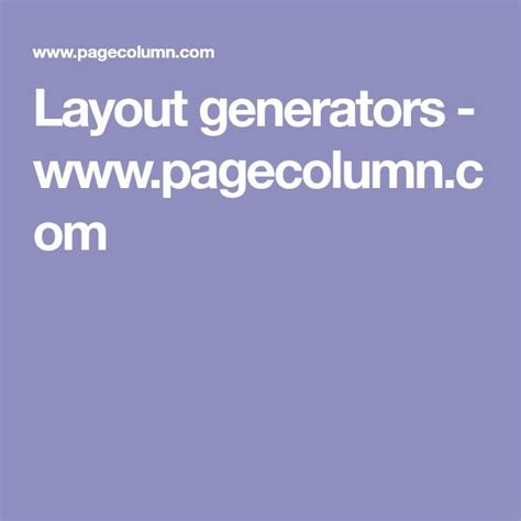 The Words Layout Generators And Page Columns Are In White Letters On A