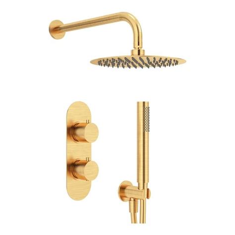 Sonas Quantum Oura Brushed Gold Twin Outlet Concealed Shower Valve Kit