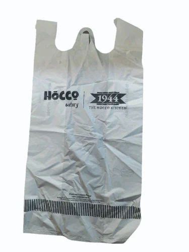 W Cut Printed White Corn Starch Compostable Carry Bag Size In Inches