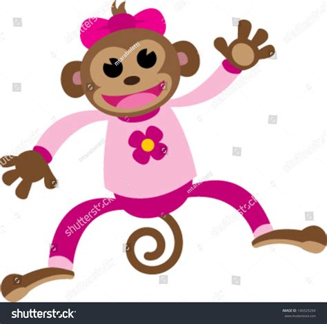 Little Girl Monkey Pink Pajamas Vector Stock Vector Royalty Free