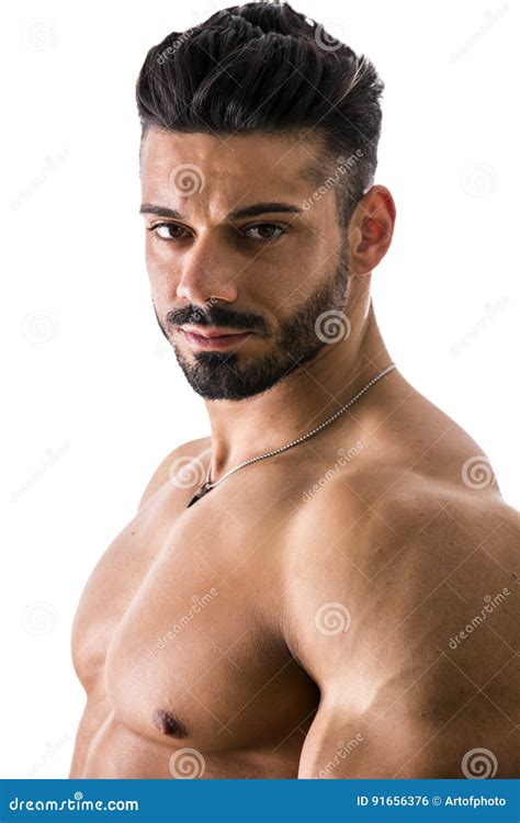 Handsome Muscular Man Standing Isolated Stock Photo Image Of Adult