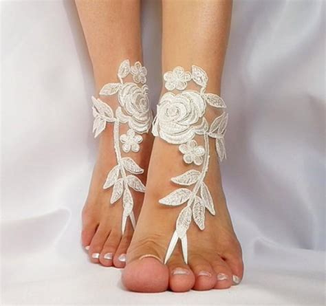 Bridal Anklet Ivory Beach Wedding Barefoot Sandals Bangle Wedding