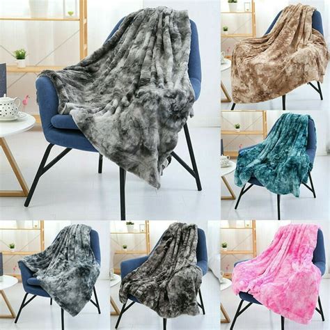 Soft Shaggy Faux Fur Blanket Fluffy Fleece And Sherpa Bed Throw