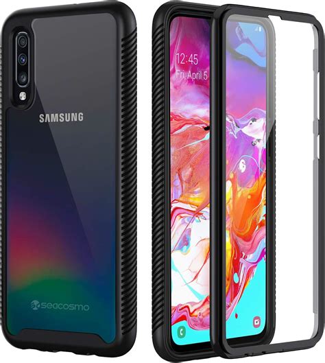 Seacosmo For Galaxy A70 Case [built In Screen Protector] Full Body Clear Bumper Case Shockproof