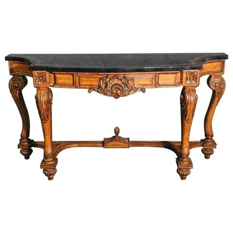 Carved Walnut Georgian Style Faux Marble Top Console Sofa Table At 1stdibs