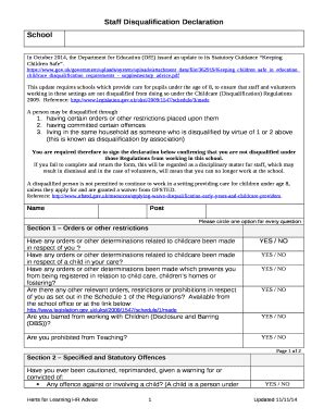 Staff Disqualification Declaration Doc Template Pdffiller