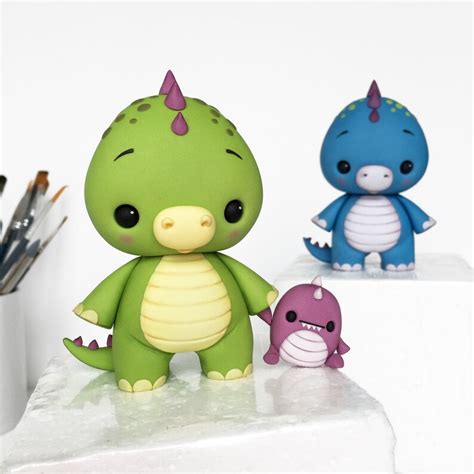 Baby Dino Cake Topper Pdf Tutorial With Templates Etsy