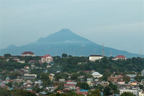 View Over Medan City With Volcano In The Background, Sulawesi ...