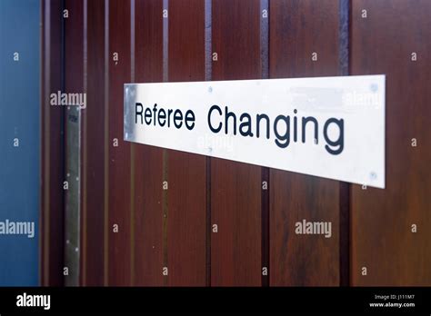 Sign On The Door Of A Referees Changing Room Stock Photo Alamy