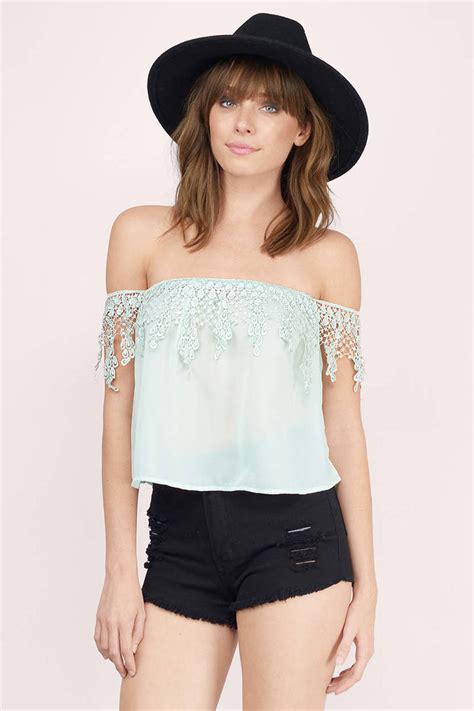 Cute Light Blue Crop Top Blue Top Off Shoulder Top Light Blue Top