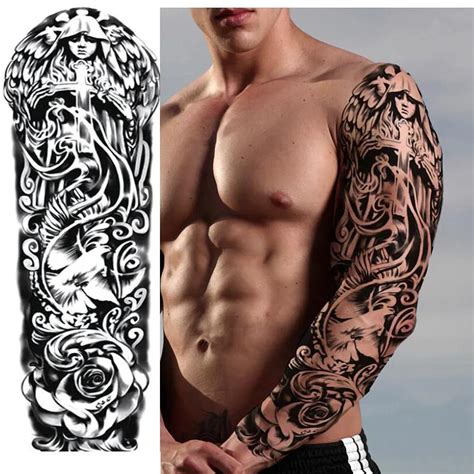 Waterproof Temporary Tattoo For Man Long Lasting Cool Wolf Lion Arm