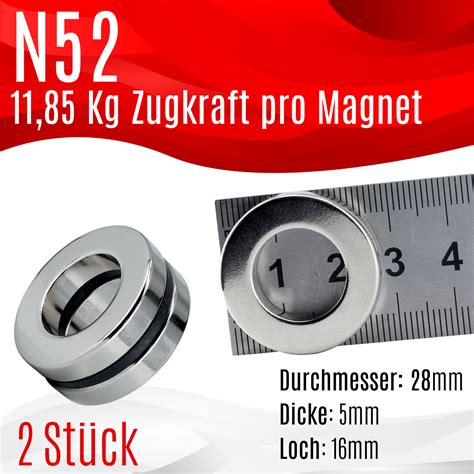 Neodym Magnete N Ringmagnete Magnet Mit Loch Bohrung Ring Scheibe