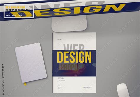 Web Design Proposal Layout With Black And Yellow Accents Stock Template