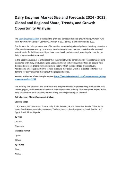 Ppt Dairy Enzymes Market Size Share Analysis Growth Trend