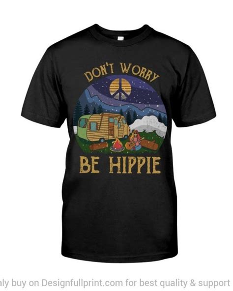 Hippie Dont Worry Be Hippie Black Tshirt Ch Designfullprintus