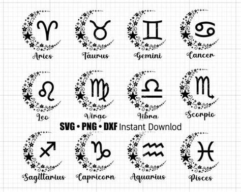 Zodiac Svg Bundle Zodiac Sign Svg Astrology Svg Etsy In Zodiac