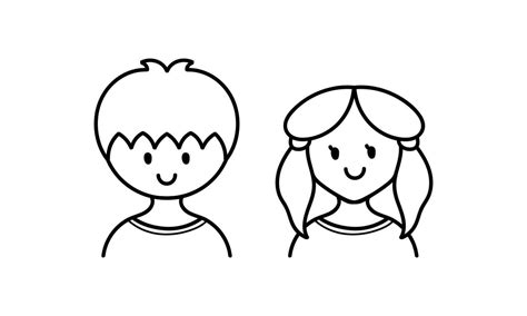 Hand Drawn Of Boy And Girl Face Characters 35354166 Vector Art At Vecteezy