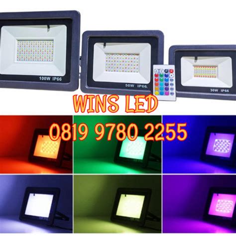 Jual LAMPU SOROT LED RGB 30WATT Flood Light Smd 30W 30 Watt Warna Warni