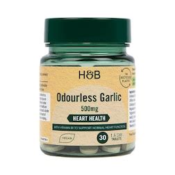 H B Enteric Coated Odourless Garlic 500mg 30 Tablets Holland Barrett