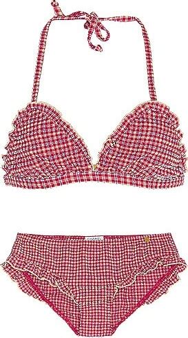 Chanel Gingham Check Coco Bikini Set In Red ShopStyle Two Piece Swimsuits