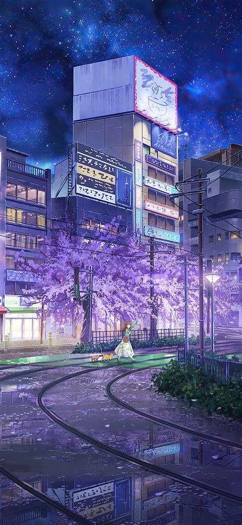 1125x2436 Crossing The Street Anime Girl With Cats Iphone Xsiphone 10iphone X Hd 4k