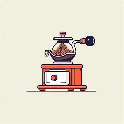 Coffee Grinder Minimalism Art Style White Backgroun Premium Ai