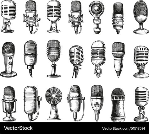 Doodle Style Different Microphones Icons Hand Vector Image