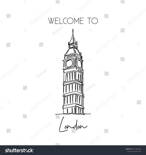 Single Continuous Line Drawing Big Ben Stock Vector Royalty Free