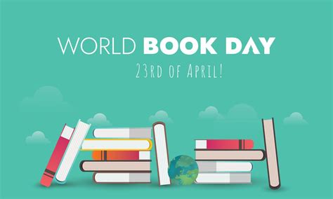 World book day. Happy World book day 2023 celebration poster with pile ...