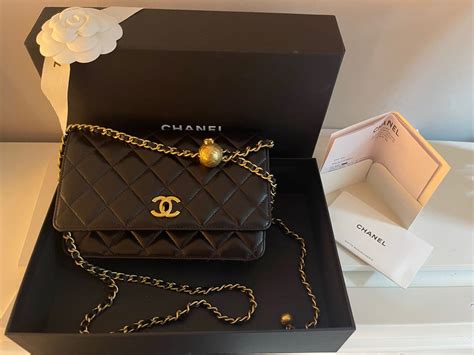 Bnib Chanel Pearl Crush Woc Flap Bag Black Lambskin Ghw Women S