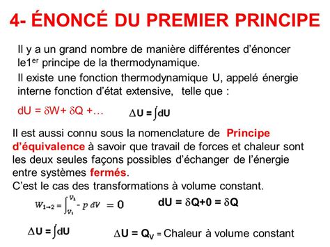 Le Premier Principe De La Thermodynamique