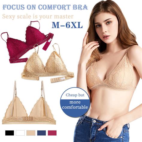 Ready Stock M 6xl Thin French Style Bralette Lace Sexy Women Bra Push Up Plus Size Wireless No