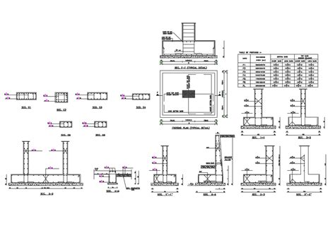 Footing And Column Structure Details Of House Dwg File Cadbull