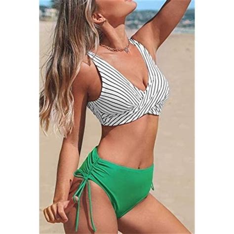 Swim Womens Bikini Swimsuit Front Cross Lace Up Two Piece Bathing