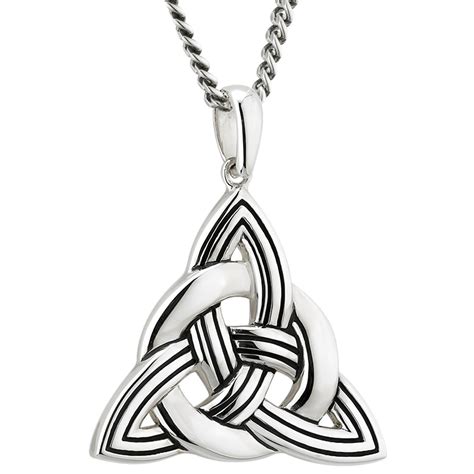 Irish Necklace Sterling Silver Large Heavy Trinity Celtic Knot