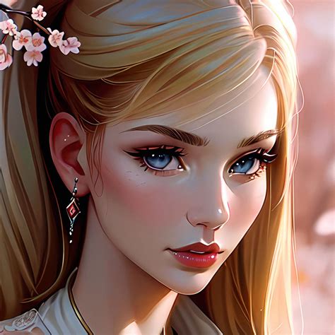 Download Wallpaper Flowers Earrings Blonde Blue Eyes Blue Eyed