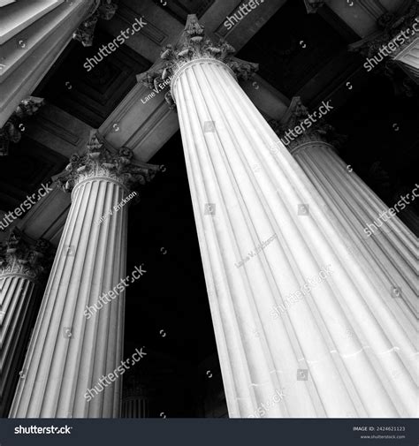 Columns On Museum Courthouse Building Representing Stock Photo