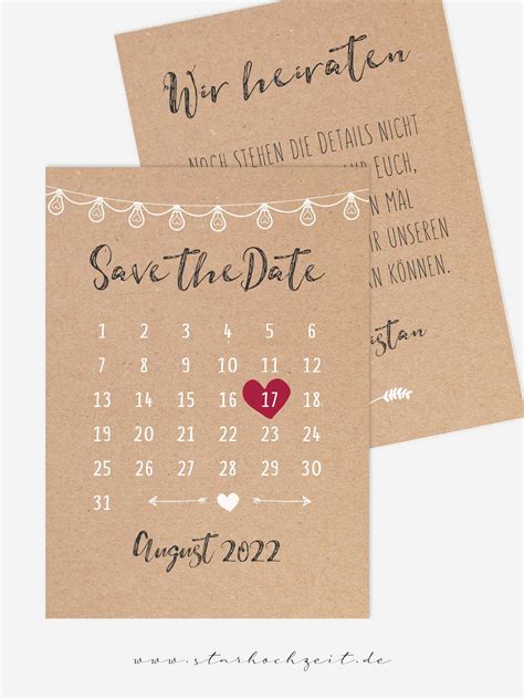 Save The Date Karte Kalenderherz