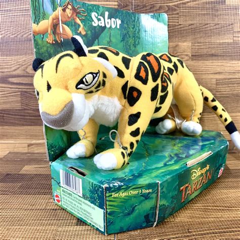 Vintage 1999 Mattel Arco Toys Disney Tarzan SABOR Leopard Cheetah Plush RARE 11" Values - MAVIN