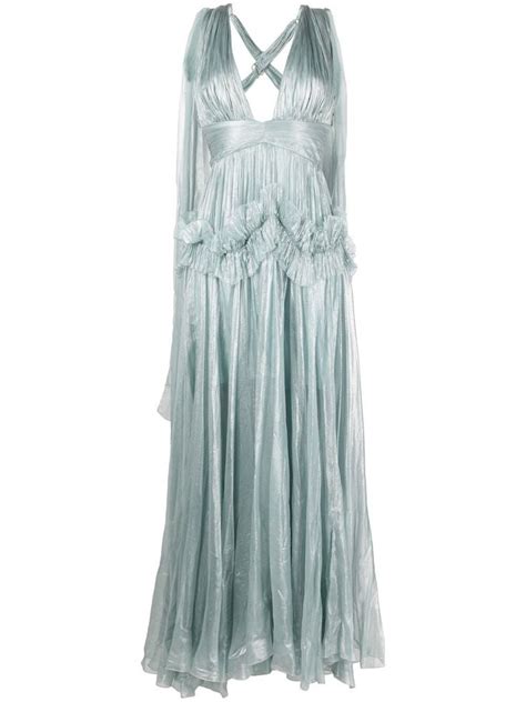 Maria Lucia Hohan Meera Pleated Gown Blue Cute Formal Dresses